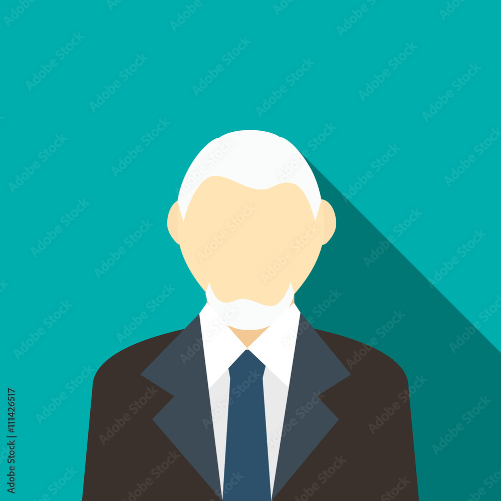 Man with gray hair and beard in a suit icon Man with gray hair and beard in a suit icon