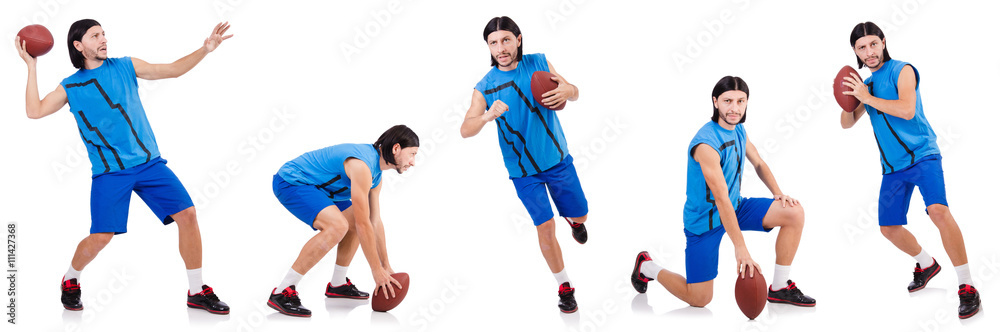 Young american football player on white Young american football player on white