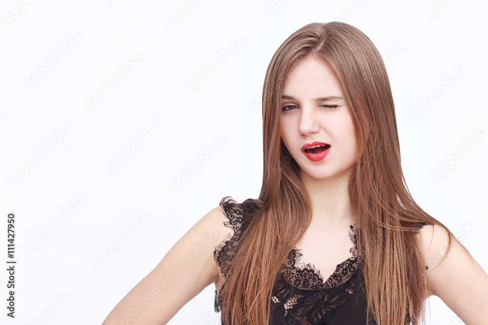 Happy young woman isolated on white background Happy young woman isolated on white background