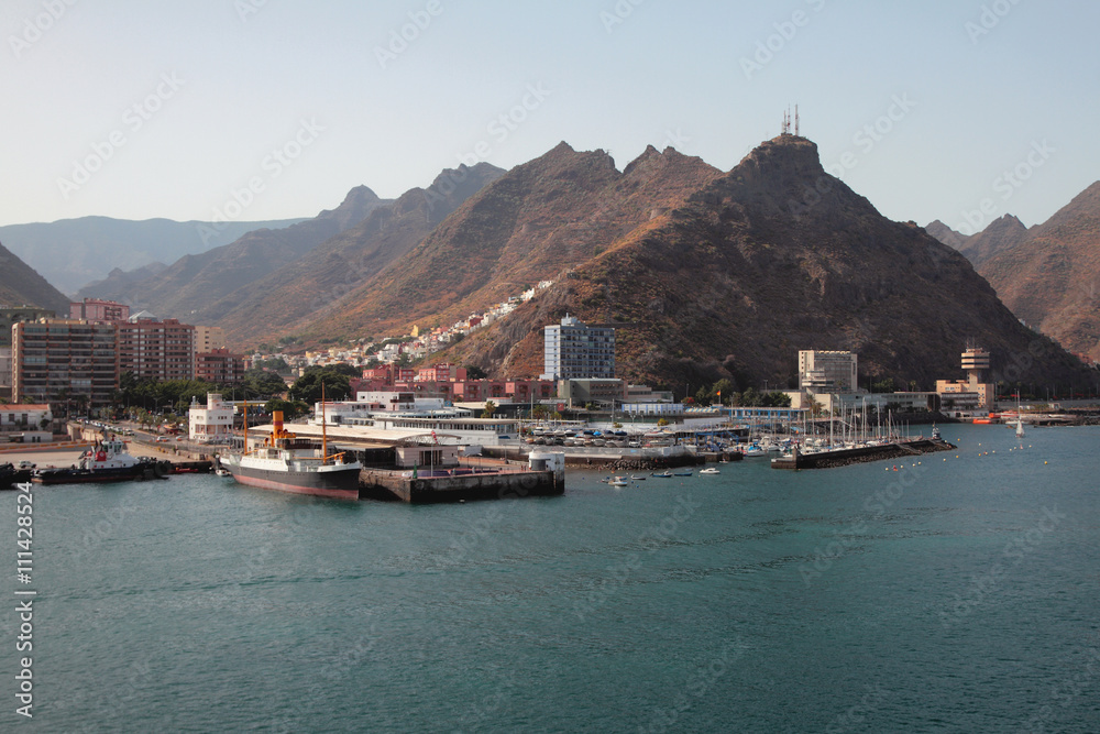 Port and city on Canary Islands. Puerto-de-la-Cruz, Tenerife, Spain