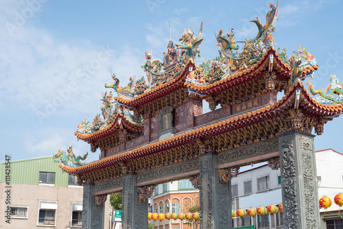 Decorated gate of Anping Matsu Temple in Tainan, Taiwan