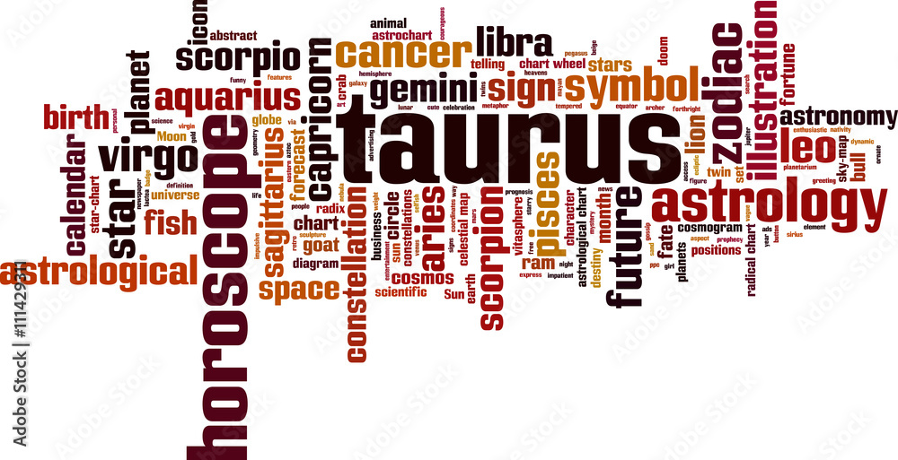 Taurus word cloud concept. Vector illustration Taurus word cloud concept. Vector illustration