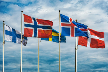 Fototapete Skandinavien Flaggen von Skandinavien  © Antony McAulay