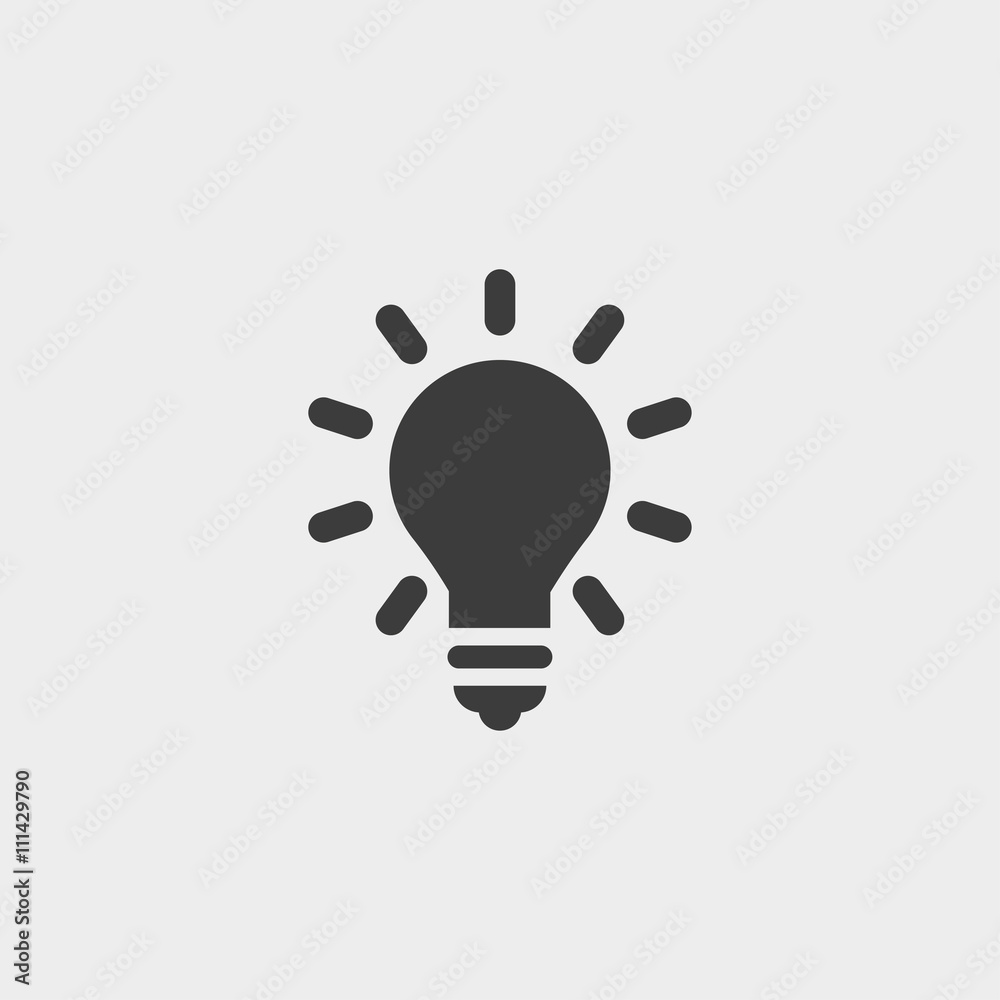 Lightbulb icon in a flat design in black color. Vector illustration eps10 Lightbulb icon in a flat design in black color. Vector illustration eps10