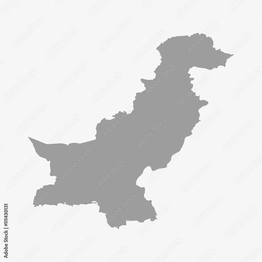 Pakistan map in gray on white background - obrazy, fototapety, plakaty 