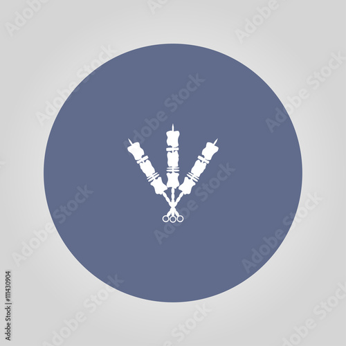 Shish kebab on skewers Icon. Modern design flat style icon.