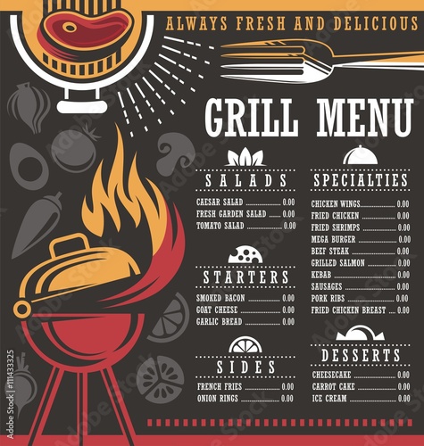 Restaurant menu layout