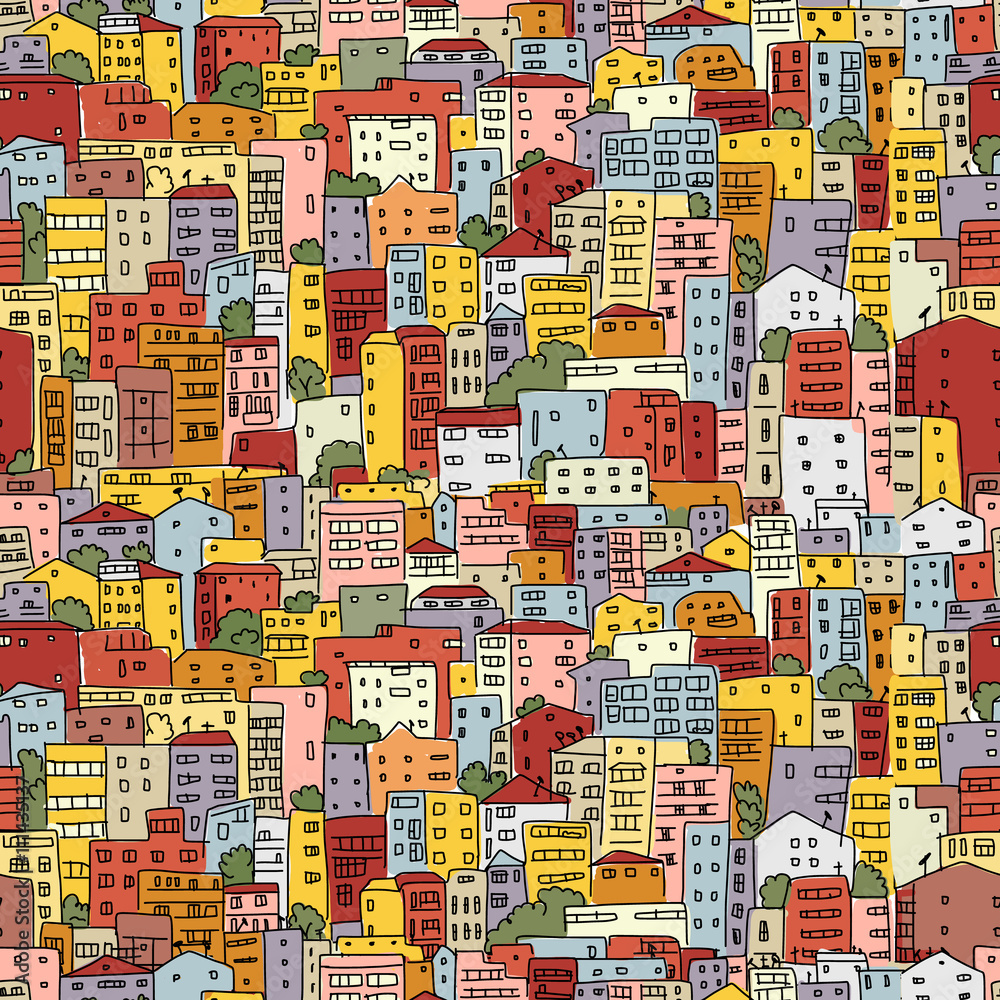 Abstract cityscape background, seamless pattern for your design