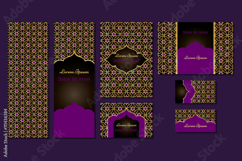 Original business set or menu set with arabic geometric pattern with stars.