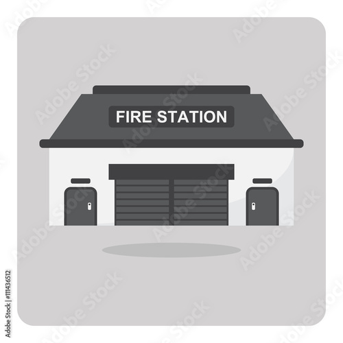 Vector of flat icon, Fire station on isolated background