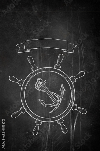 graphic illustration of anchor and helm for a logo