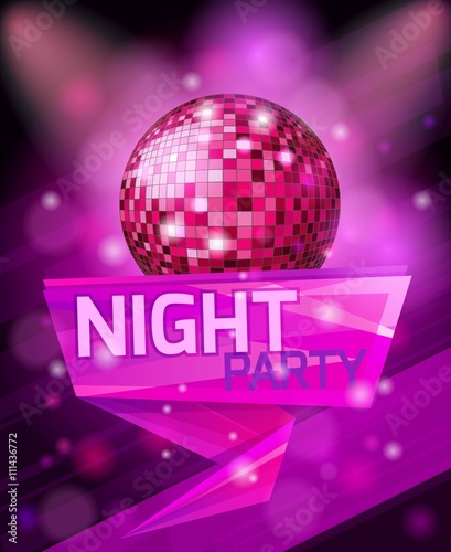 Realistic bright background, beautiful design poster template for night party, celebration.