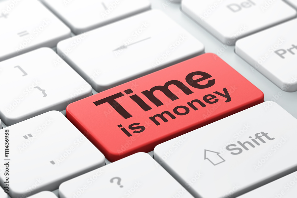 Time concept: Time Is money on computer keyboard background Time concept: Time Is money on computer keyboard background