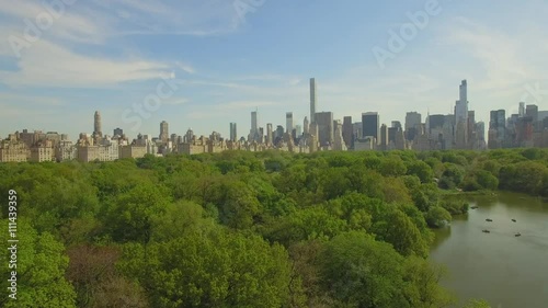 Flying above the Cental park in New york city. Amazing aerial picture. (80 m) Aerial view of Central Park in New York City.Drone filming