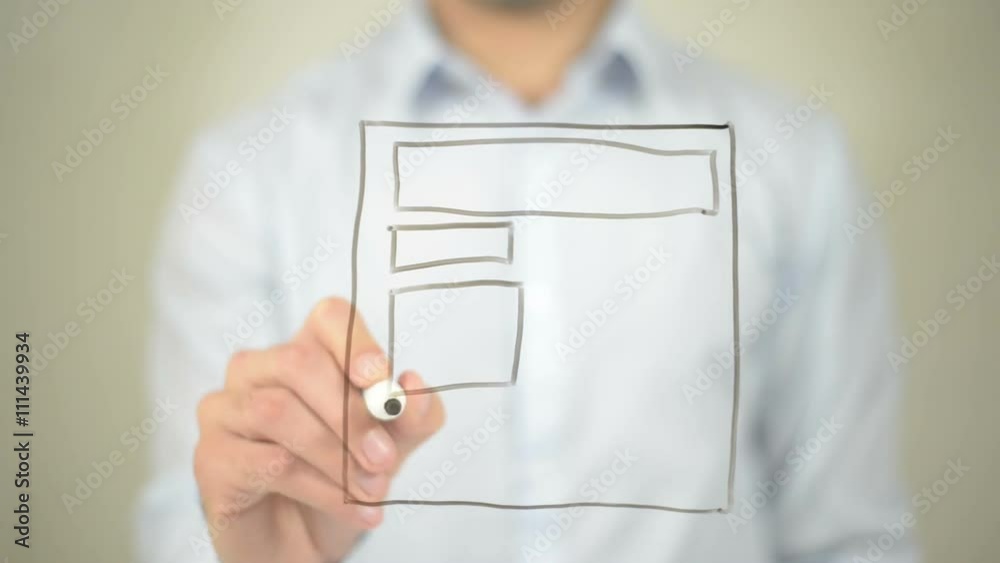 Webpage Concept, Man writing on transparent screen Webpage Concept, Man writing on transparent screen