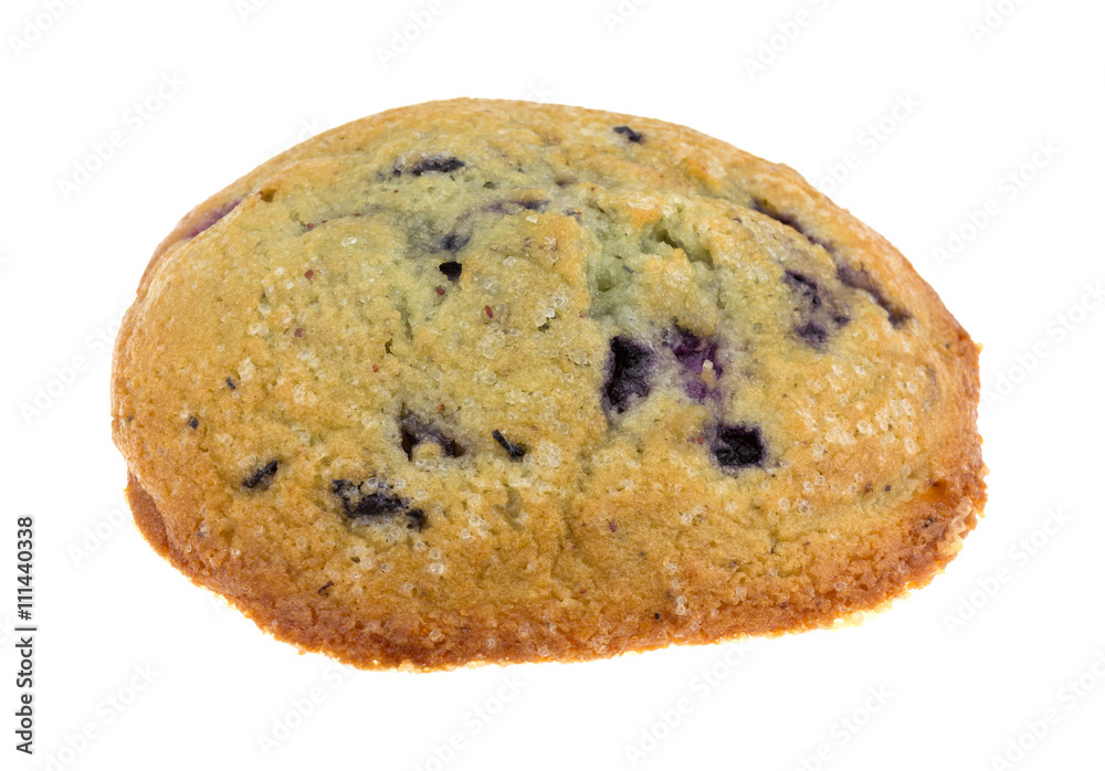 Side view of a freshly baked blueberry muffin top isolated on a white background Side view of a freshly baked blueberry muffin top isolated on a white background