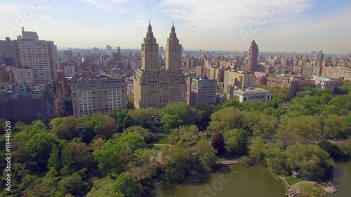 Flying above the Cental park in New york city.Amazing aerial picture.(80 m) Aerial view of Central Park in New York City. Drone filming
