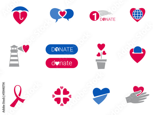 Background composed of various icons with hearts
