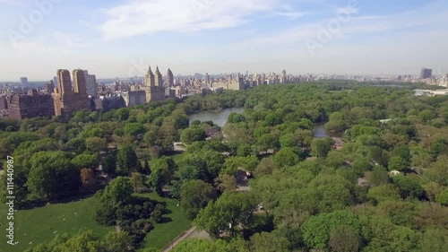 Flying above the Cental park in New york city.Amazing aerial picture.(80 m) Aerial view of Central Park in New York City. Drone filming