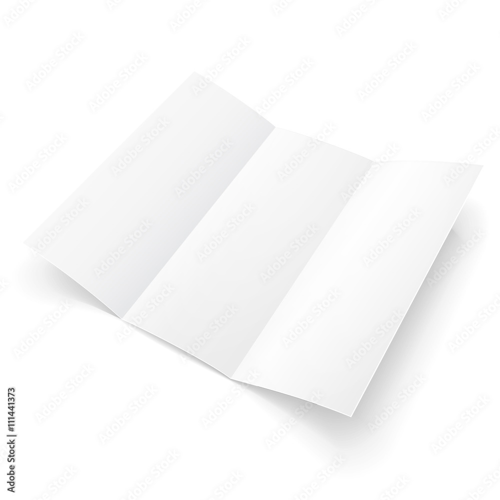 Blank Trifold Paper Brochure With Shadows. On White Background Isolated. Mock Up Template Ready For Your Design. Vector EPS10 Blank Trifold Paper Brochure With Shadows. On White Background Isolated. Mock Up Template Ready For Your Design. Vector EPS10