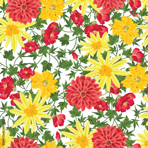 Floral background Floral seamless patter with summer flowers. Flourish decor