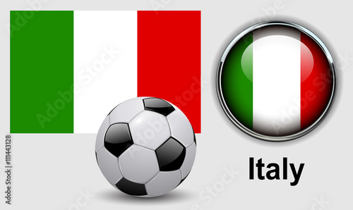 Italy flag icons with soccer ball.