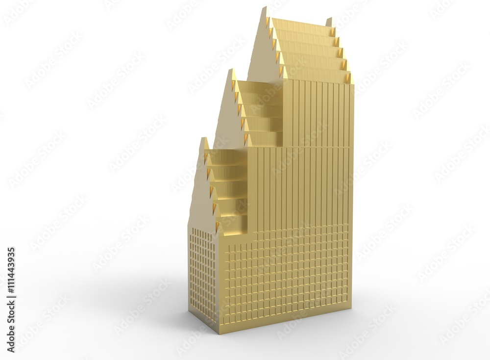 3d illustration of simple skyscraper. low poly triangles and polygons style. usa style.world trade center. icon for game web. gold color. white background isolated with shadow. simple to use 3d illustration of simple skyscraper. low poly triangles and polygons style. usa style.world trade center. icon for game web. gold color. white background isolated with shadow. simple to use