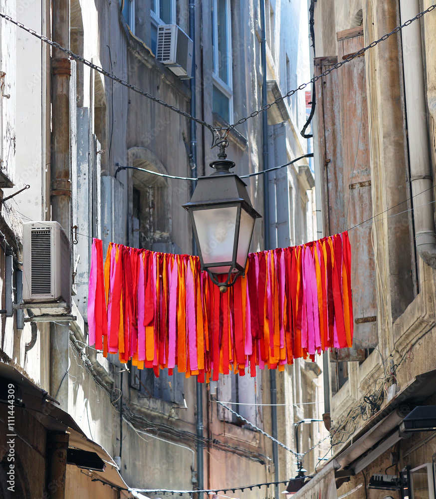 decorations in old street of Montpellier - France