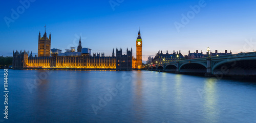 Big Ben and Westminster Bridge in London at night, UK