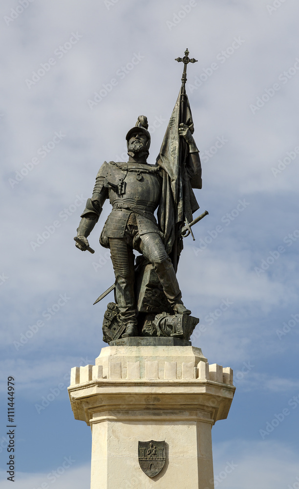Statue of Hernan Cortes, Mexico conqueror, Medellin, Spain
