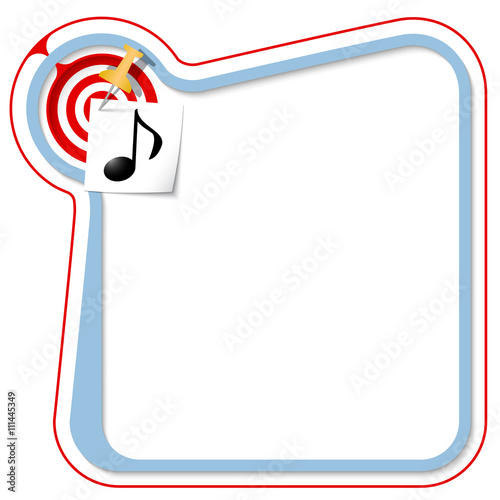 Blue frame for your text with the tack, target and music symbol