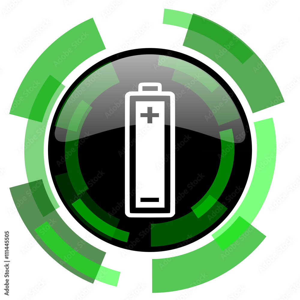 battery icon, green modern design isolated button, web and mobile app design illustration battery icon, green modern design isolated button, web and mobile app design illustration