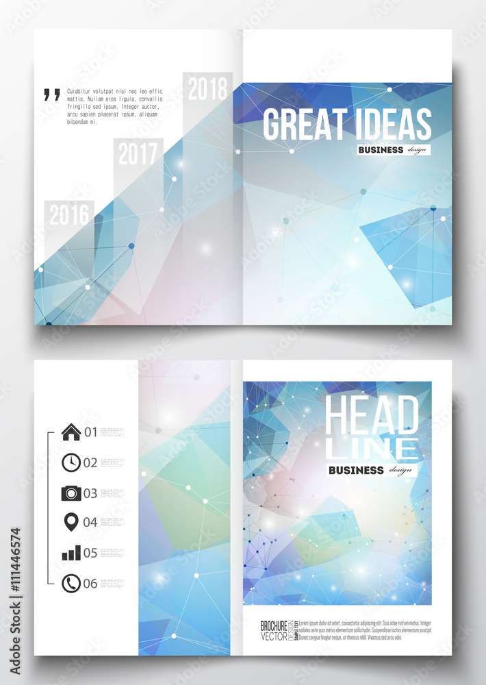 Set of business templates for brochure, magazine, flyer, booklet or annual report. Abstract colorful polygonal background, modern stylish triangle vector texture