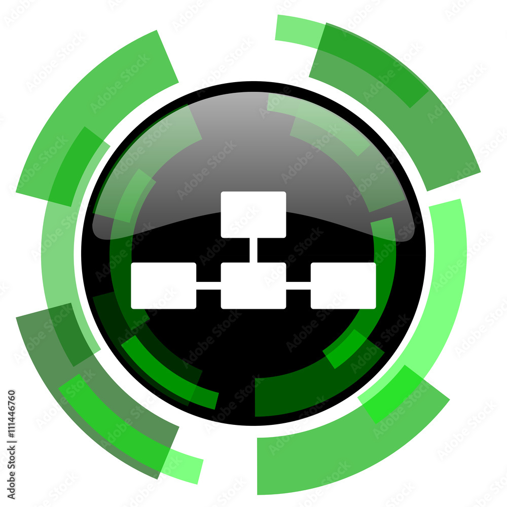 database icon, green modern design isolated button, web and mobile app ...