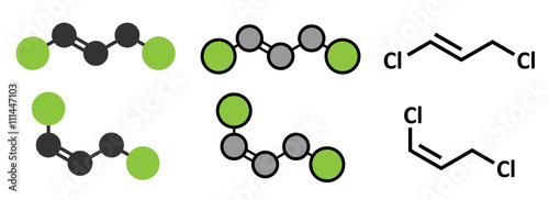 1,3-dichloropropene (dichloropropene) pesticide molecule.