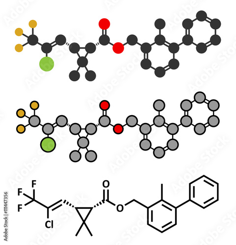 Bifenthrin insecticide molecule (pyrethroid class).