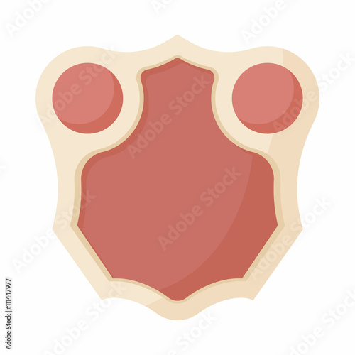 Shield with leather design icon, cartoon style