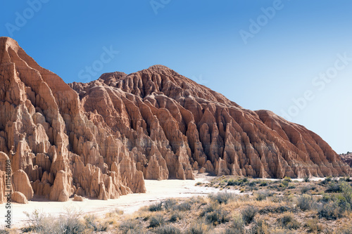 Valley where erosion has carved dramatic and unique patterns in photo