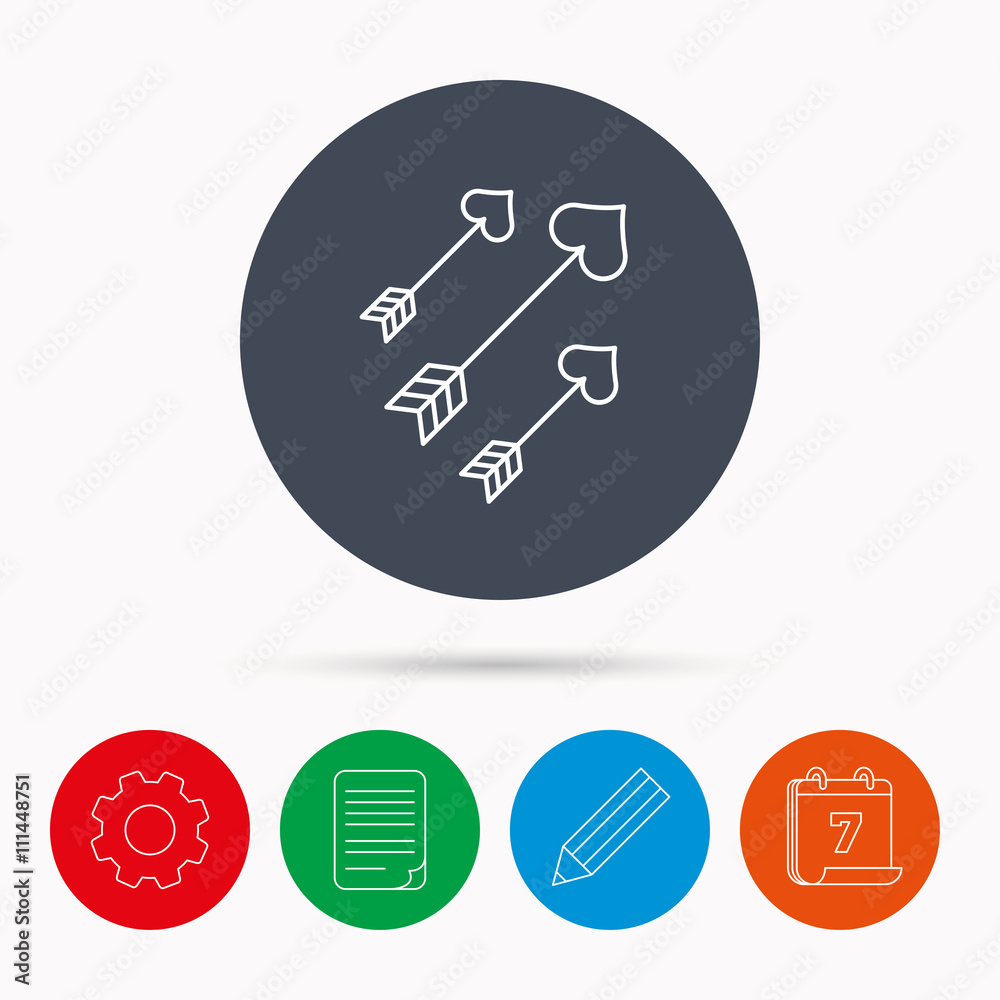 Love arrows icon. Amour equipment sign.