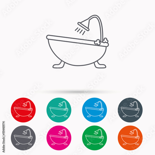 Bathroom icon. Bath with shower sign.