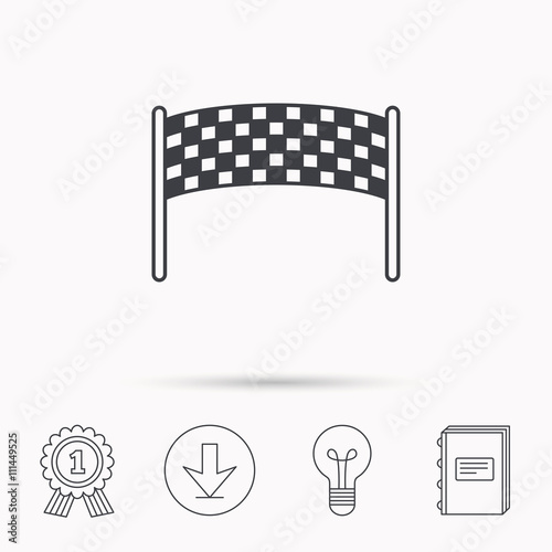Finishing checkpoint icon. Marathon banner sign.
