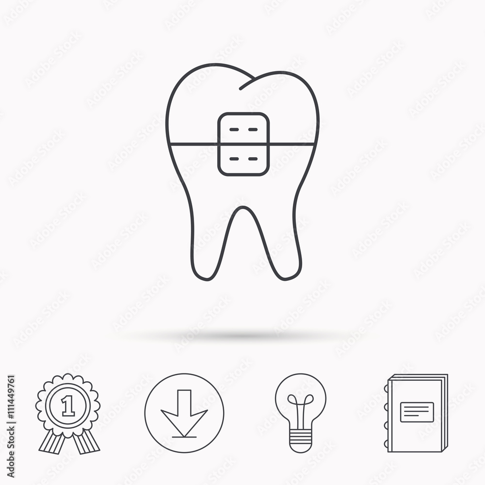 Dental braces icon. Tooth healthcare sign. Dental braces icon. Tooth healthcare sign.