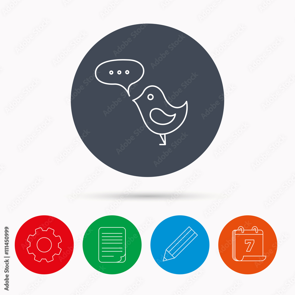 Fototapeta premium Bird with speech bubble icon. Short messages.