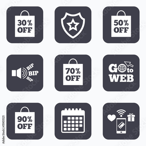 Sale bag tag icons. Discount symbols.