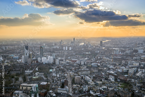 London, England - Aerial skyline view of south London at sunset with famous Skyscrapers © zgphotography