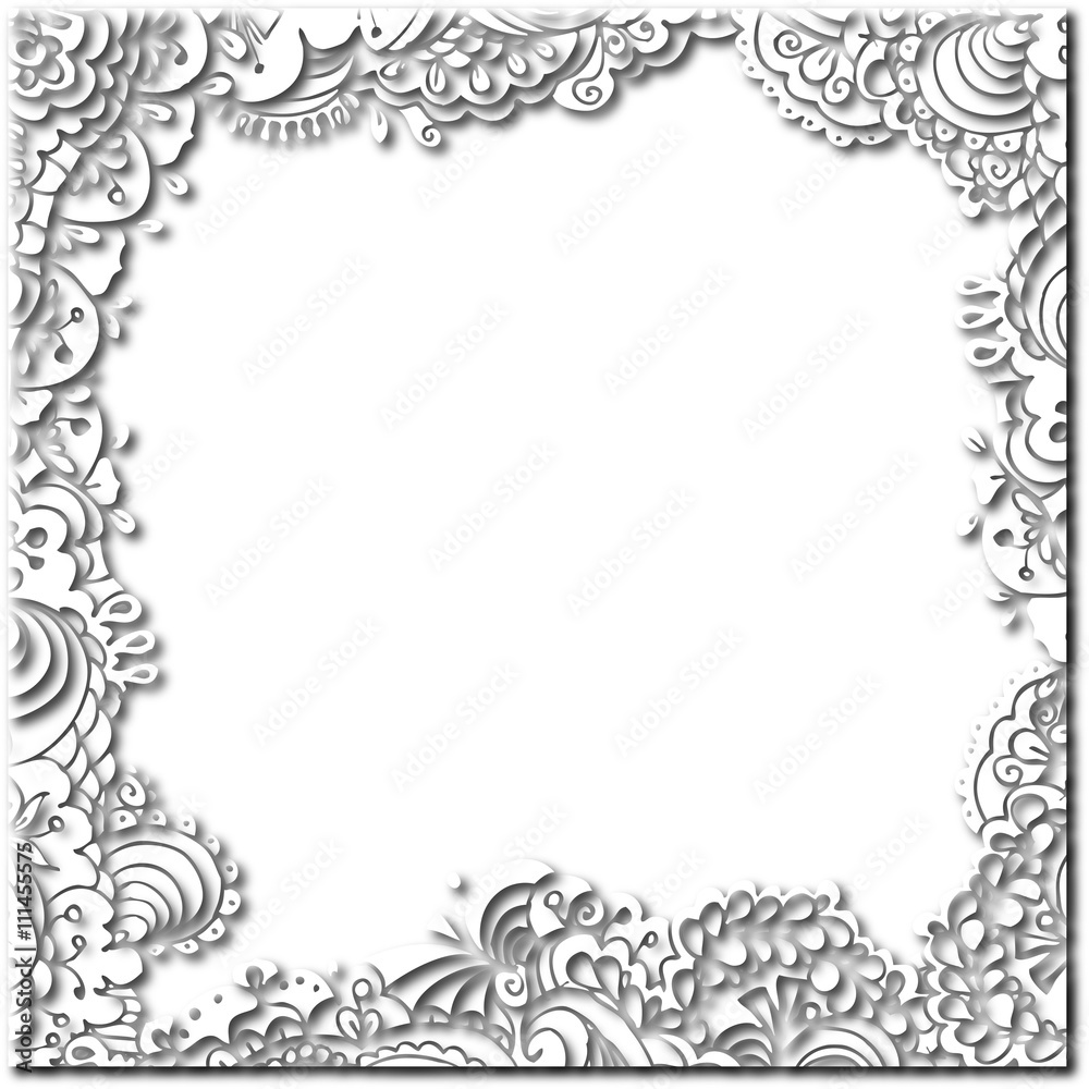 hand drawn ink doodle frame on white background. design for poster, print, invitation, banners, flyers.