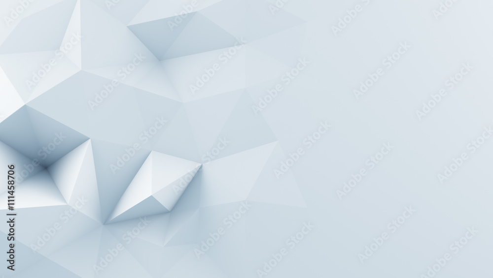 White polygonal shape 3D render