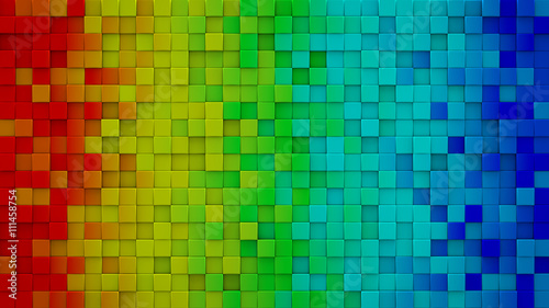 Rainbow gradient cubes 3D render