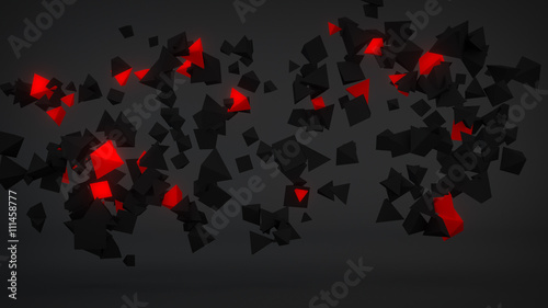 Chaotic Red particles abstr...