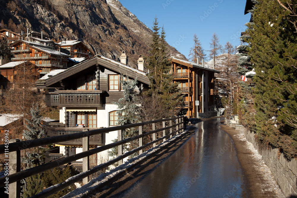 Scenic views from the mountain village of Zermatt, Switzerland